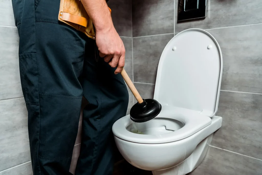 Toiletteabfluss reinigen mit einem Pömpel