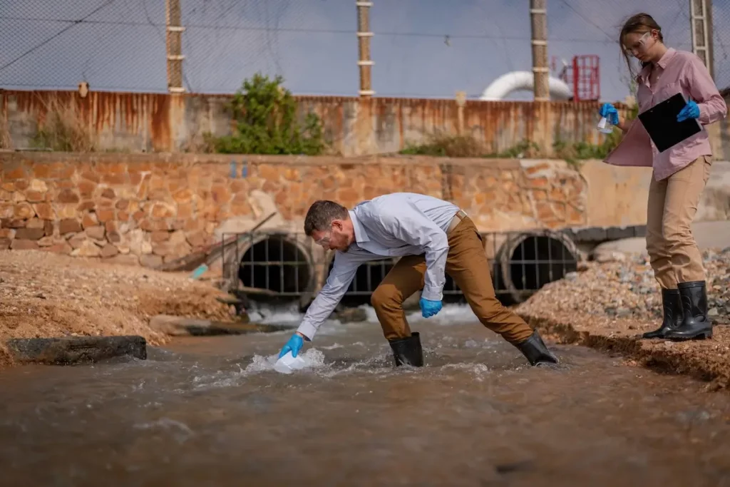Fachpersonal untersucht das Grund- und Trinkwasser